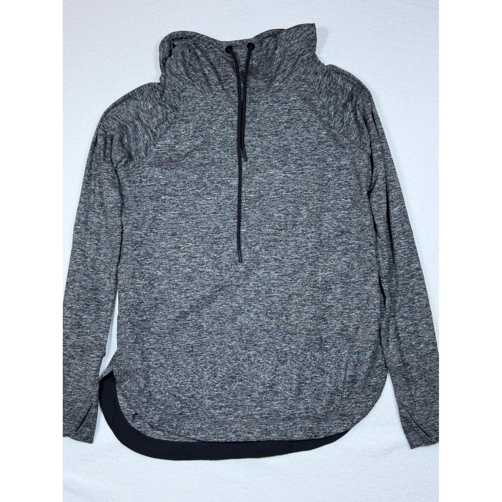 Athleta Women's Uptempo Gray Heathered Cowl Neck Hooded Pullover Top Small